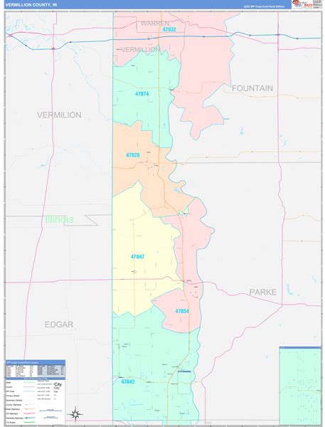 Vermillion County, IN Wall Map Color Cast Style by MarketMAPS - MapSales