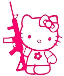 Hello Kitty AR-15 Gun Sticker Pink (5" x 4") (0125): Amazon.co.uk: Car ...