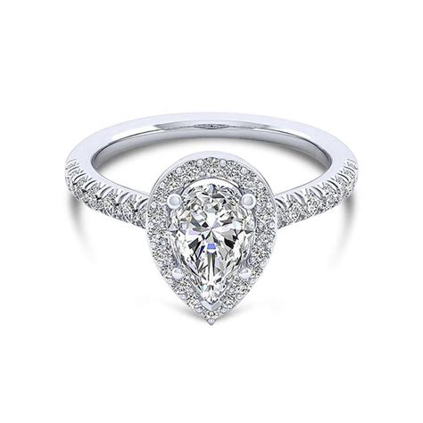 Platinum Pear Shape Halo Diamond Engagement Ring