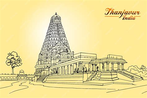 Premium Vector | Thanjavur India Brihadeeswara Temple in Thanjavur.