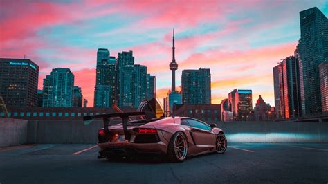 Custom Lamborghini Aventador In CN Tower 4k lamborghini wallpapers ...