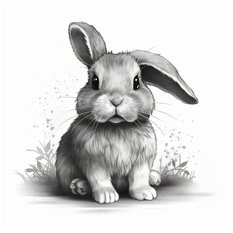 Kunstneriske illustration | Cute black and white illustration of bunny ...