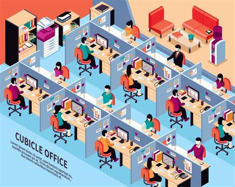 Office Workplace Isometric Vector Illustration 481833 Vector Art at ...