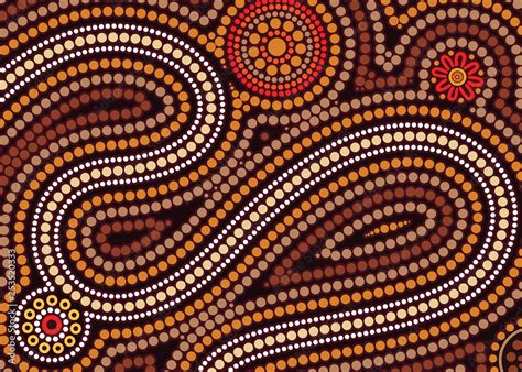 Vecteur Stock Aboriginal art vector background. Illustration based on ...