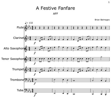 A Festive Fanfare - Sheet music for Flute, Clarinet, Alto Saxophone ...