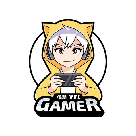 Premium Vector | Gamer anime boy playing on smart phone esport logo