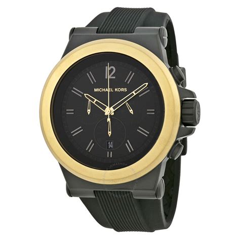 Michael Kors Dylan Chronograph Black Dial Black Silicone Men's Watch ...