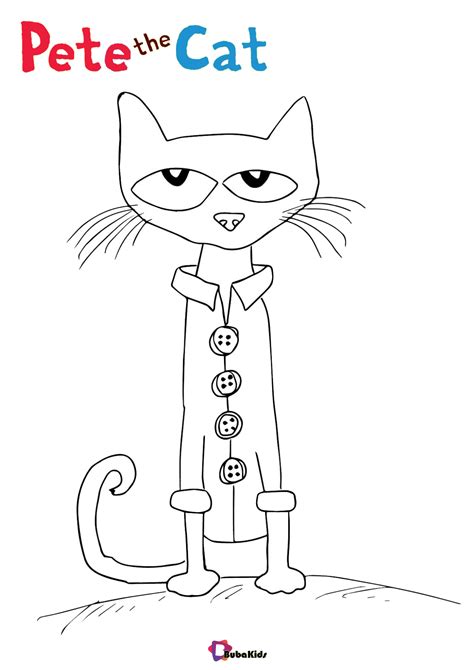 Pete the Cat Cartoon Cat coloring page | BubaKids.com