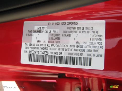 2012 MAZDA2 Color Code A4A for True Red Photo #63615925 | GTCarLot.com