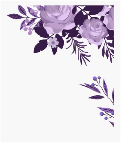 Corner Transparent Watercolor Floral - Purple Flowers Border Png , Free ...