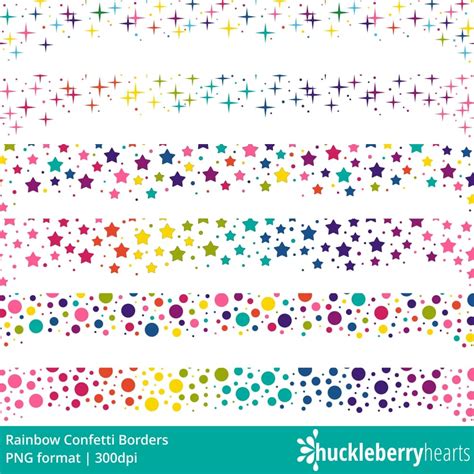 Rainbow Confetti Borders - Huckleberry Hearts