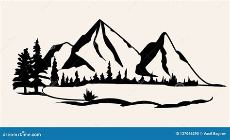 Mountains Vector.Mountain Range Silhouette Isolated Vector Illustration ...