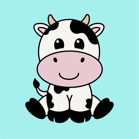 Cute Baby Cow SVG | Cartoon Baby Cow Vector Clip Art | Decal