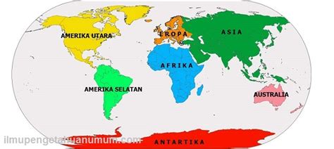 Nama Benua di Dunia beserta Luas area dan populasi penduduknya