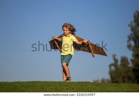 Kid Boy Playing Cardboard Wings Child Stock Photo 2226114397 | Shutterstock