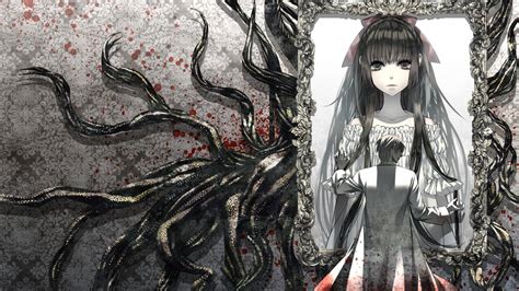 Download Creepy Anime Gothic Girl Monochrome Portrait Wallpaper ...