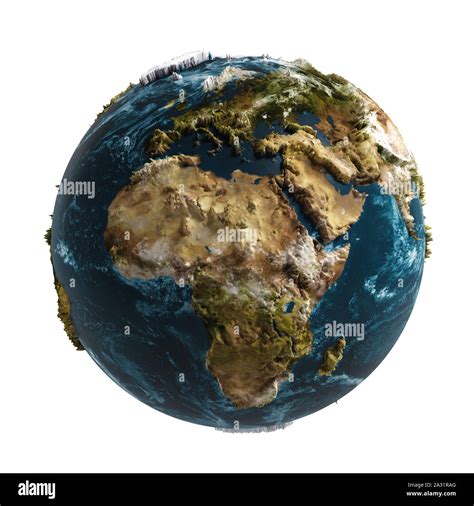 3D earth map with relief, white background Stock Photo - Alamy