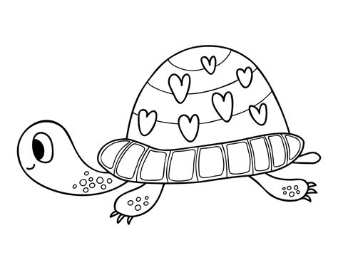 Cute turtle. Vector illustration. Outline drawing cartoon animal For ...