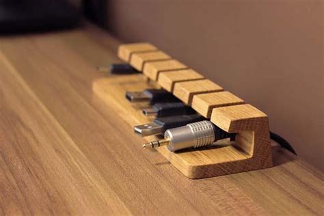 The Handmade Wooden Desk Cable Organizer | Gadgetsin