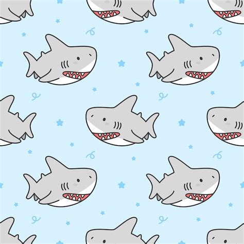 Premium Vector | Cute shark seamless pattern background