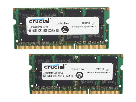 Crucial 16GB (2 x 8GB) 204-Pin DDR3 SO-DIMM DDR3L 1333 (PC3L 10600 ...