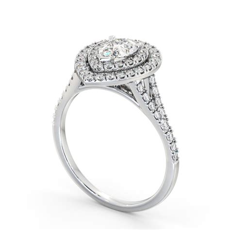 Halo Pear Diamond Engagement Ring Platinum - Larson | Angelic Diamonds