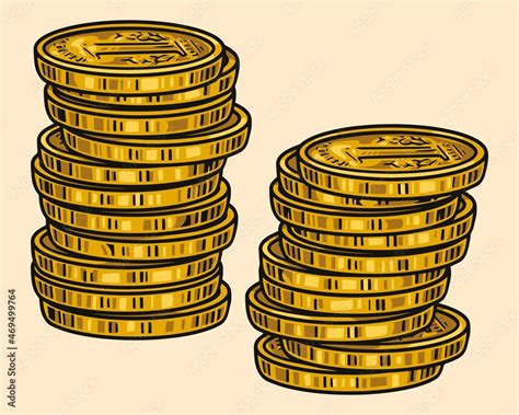 Stacks of gold one cent coins Stock Vector | Adobe Stock