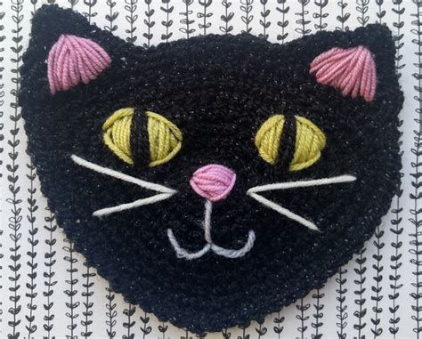 Cat face crochet applique free pattern Craft Fix