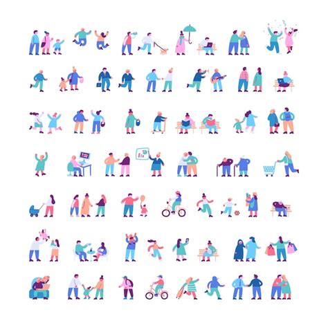 Premium Vector | Tiny people silhouette flat vector set