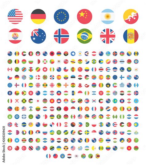 All countries world rounded circle flat design flags, symbols ...