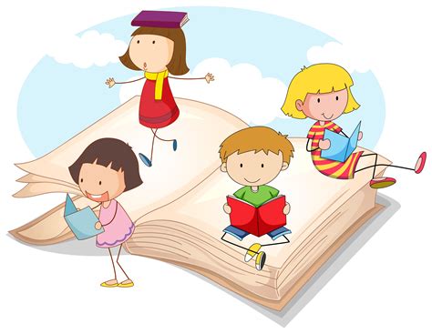 Many children reading books 367902 Vector Art at Vecteezy