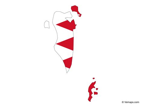 Flag Map Of Bahrain