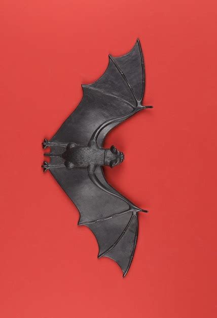 Premium Photo | Black halloween bat isolated on red background