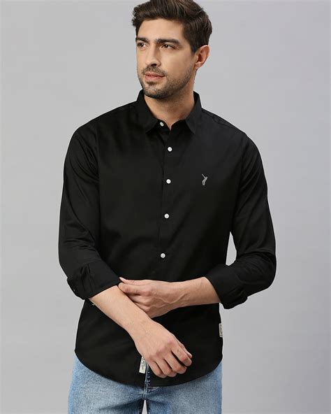 Buy Men's Black Slim Fit Shirt Online at Bewakoof