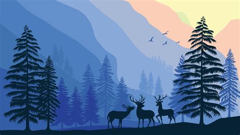 wildlife elk in forest nature landscape vector illustration 3452115 ...