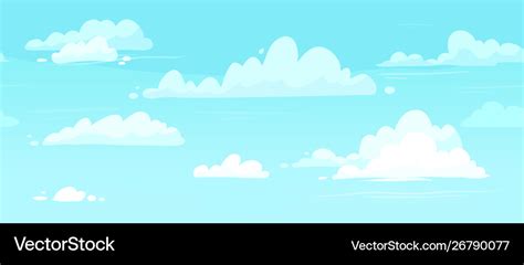 Cartoon cloudy skies puffy clouds in blue sky Vector Image