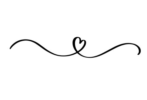 Squiggle and swirl line with a heart. Hand drawn calligraphic swirl ...