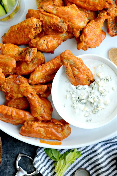 Spicy Garlic Chicken Wings with Blue Cheese Dip - Simply Scratch