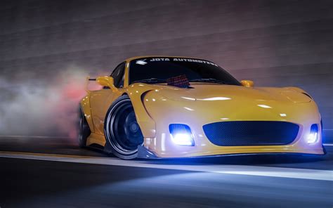 Yellow Mazda Rx7 Drifting - Free 4k Wallpapers - 40.000+ Free 4k ...