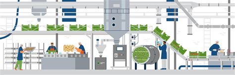 Automated bug farm interior with workers flat vector illustration ...