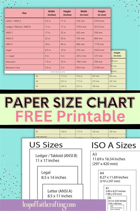 Printable Paper Size Chart (FREE!) | Paper sizes chart, Printable paper ...