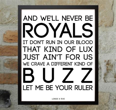 Items similar to Royals by Lorde - Printable Wall Art - Music Lyrics ...