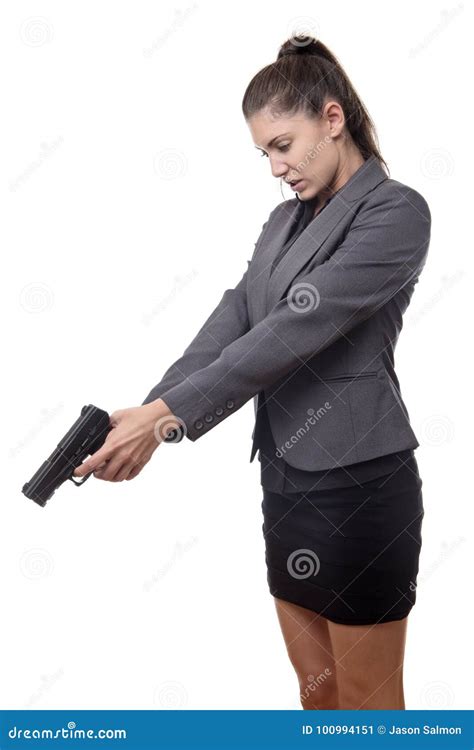 Woman pointing hand gun stock image. Image of background - 100994151