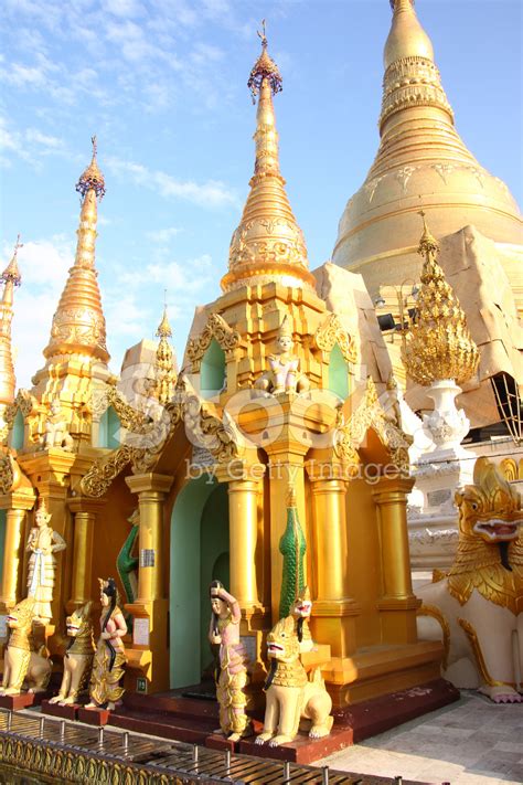 Beautiful Stupas And Statues Inside Shwedagon Pagoda_Yangon Stock Photo ...