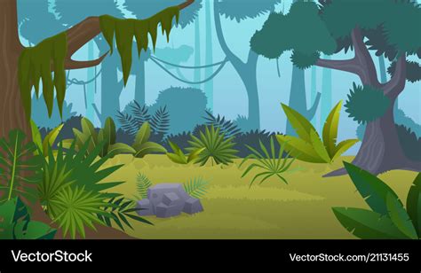 Cartoon empty tropical rainforest jungle Vector Image