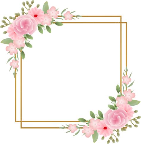 Pink Roses Border Vector Wedding Green Leaves, Flower, Pink Roses ...