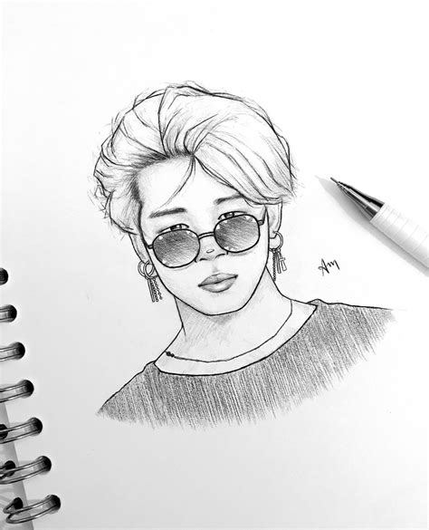 a pencil drawing of a woman wearing sunglasses