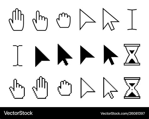 Pointer cursor icons web arrows cursors mouse Vector Image