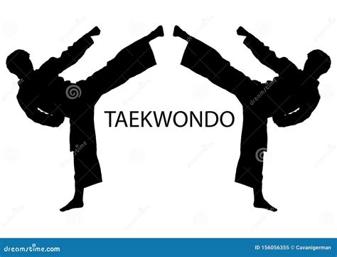 Silhouette of Taekwondo Kick Stock Illustration - Illustration of ...