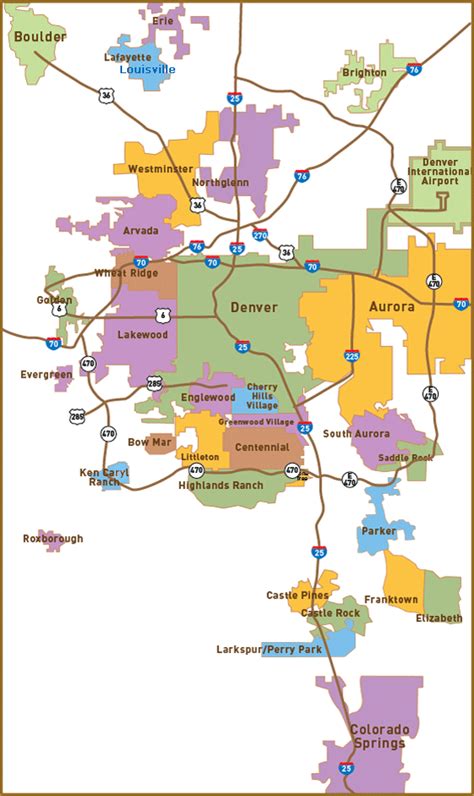 Relocation Map For Denver Suburbs | Click on The Best Suburbs